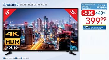 Promoties Samsung smart flat ultra hd-tv ue43nu7090sxxn - Samsung - Geldig van 16/09/2019 tot 30/09/2019 bij Eldi