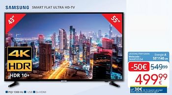 Promotions Samsung smart flat ultra hd-tv ue55nu7091sxxn - Samsung - Valide de 16/09/2019 à 30/09/2019 chez Eldi