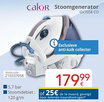Promoties Calor stoomgenerator gv7058 co - Calor - Geldig van 16/09/2019 tot 30/09/2019 bij Eldi
