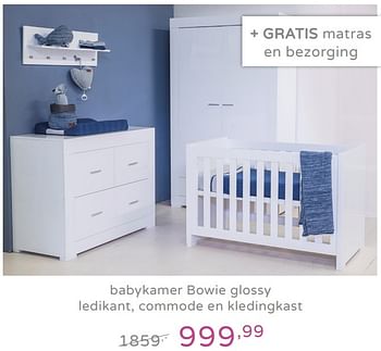 Promotions Babykamer bowie glossy ledikant, commode en kledingkast - Produit Maison - Baby & Tiener Megastore - Valide de 15/09/2019 à 21/09/2019 chez Baby & Tiener Megastore