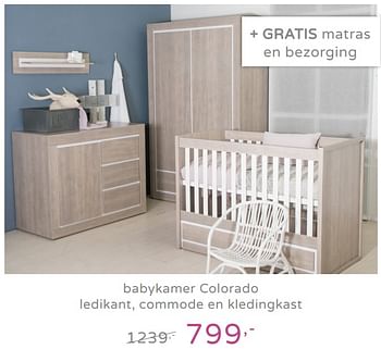 Promoties Babykamer colorado ledikant, commode en kledingkast - Huismerk - Baby & Tiener Megastore - Geldig van 15/09/2019 tot 21/09/2019 bij Baby & Tiener Megastore