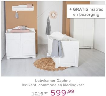 Promoties Babykamer daphne ledikant, commode en kledingkast - Huismerk - Baby & Tiener Megastore - Geldig van 15/09/2019 tot 21/09/2019 bij Baby & Tiener Megastore