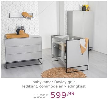 Promoties Babykamer dayley grijs ledikant, commode en kledingkast - Huismerk - Baby & Tiener Megastore - Geldig van 15/09/2019 tot 21/09/2019 bij Baby & Tiener Megastore
