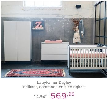 Promoties Babykamer dayley ledikant, commode en kledingkast - Huismerk - Baby & Tiener Megastore - Geldig van 15/09/2019 tot 21/09/2019 bij Baby & Tiener Megastore