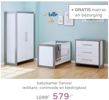 Promoties Babykamer denver ledikant, commode en kledingkast - Huismerk - Baby & Tiener Megastore - Geldig van 15/09/2019 tot 21/09/2019 bij Baby & Tiener Megastore