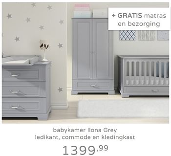 Promotions Babykamer ilona grey ledikant, commode en kledingkast - Produit Maison - Baby & Tiener Megastore - Valide de 15/09/2019 à 21/09/2019 chez Baby & Tiener Megastore