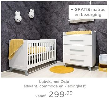 Promoties Babykamer oslo ledikant, commode en kledingkast - Huismerk - Baby & Tiener Megastore - Geldig van 15/09/2019 tot 21/09/2019 bij Baby & Tiener Megastore