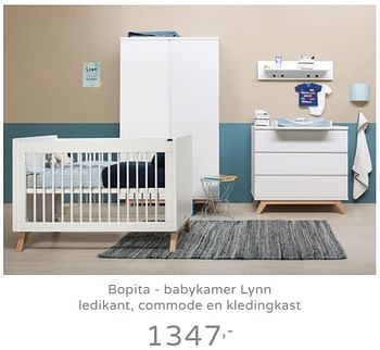 Promotions Bopita - babykamer lynn ledikant, commode en kledingkast - Bopita - Valide de 15/09/2019 à 21/09/2019 chez Baby & Tiener Megastore
