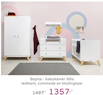 Promotions Bopita - babykamer mila ledikant, commode en kledingkast - Bopita - Valide de 15/09/2019 à 21/09/2019 chez Baby & Tiener Megastore