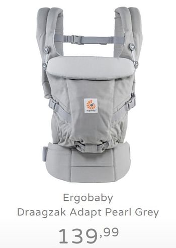 Promotions Ergobaby draagzak adapt pearl grey - ERGObaby - Valide de 15/09/2019 à 21/09/2019 chez Baby & Tiener Megastore