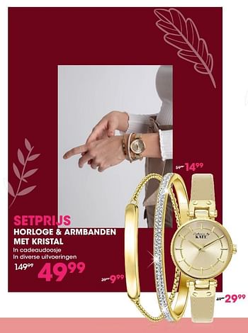 Promoties Horloge + armbanden met kristal - kate - Geldig van 16/09/2019 tot 06/10/2019 bij Lucardi