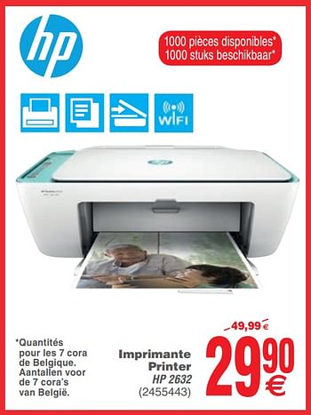 Promoties Hp imprimante printer hp 2632 - HP - Geldig van 17/09/2019 tot 30/09/2019 bij Cora