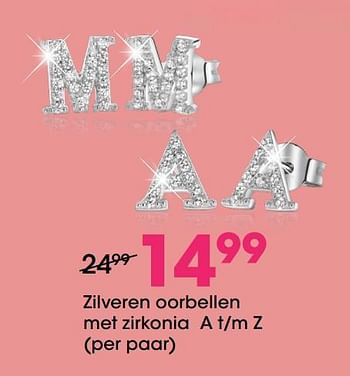 Promoties Zilveren oorbellen met zirkonia a t-m z - Huismerk - Lucardi - Geldig van 16/09/2019 tot 06/10/2019 bij Lucardi