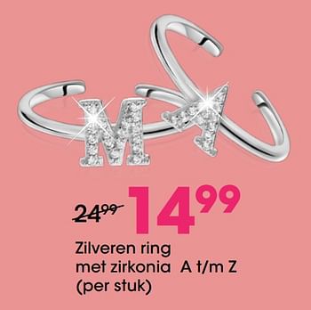 Promoties Zilveren ring met zirkonia a t-m z - Huismerk - Lucardi - Geldig van 16/09/2019 tot 06/10/2019 bij Lucardi