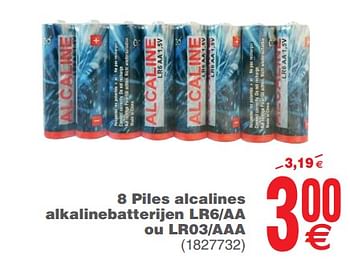 Promoties 8 piles alcalines alkalinebatterijen lr6-aa ou lr03-aaa - Huismerk - Cora - Geldig van 17/09/2019 tot 30/09/2019 bij Cora