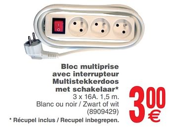 Promoties Bloc multiprise avec interrupteur multistekkerdoos met schakelaar - Huismerk - Cora - Geldig van 17/09/2019 tot 30/09/2019 bij Cora