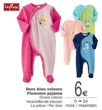 Promoties Dors bien velours fluwelen pyjama - INFLUX - Geldig van 17/09/2019 tot 30/09/2019 bij Cora