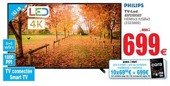 Promoties Philips tv-led 65pus6503 - Philips - Geldig van 17/09/2019 tot 30/09/2019 bij Cora