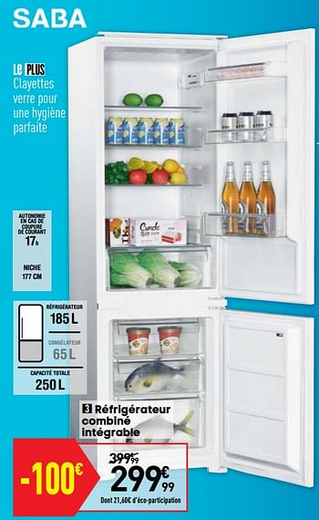 Promotions Saba réfrigérateur combiné intégrable - Saba - Valide de 10/09/2019 à 23/09/2019 chez Conforama