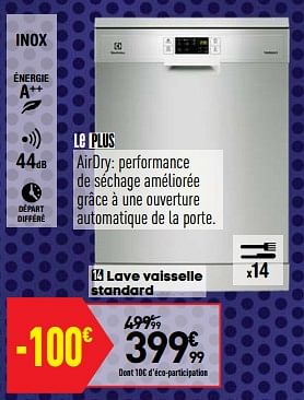 Promotions Electrolux lave vaisselle standard - Electrolux - Valide de 10/09/2019 à 23/09/2019 chez Conforama