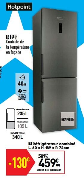 Promoties Hotpoint réfrigérateur combiné - Hotpoint - Geldig van 10/09/2019 tot 23/09/2019 bij Conforama