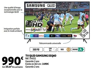 Promoties Tv qled samsung 55q60 - Samsung - Geldig van 18/09/2019 tot 24/09/2019 bij Auchan