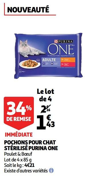 Promotions Pochons pour chat stérilisé purina one - Purina - Valide de 18/09/2019 à 24/09/2019 chez Auchan Ronq