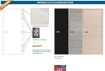Promoties Binnendeur invisible flat plaatsklare deur zwart - Huismerk - Zelfbouwmarkt - Geldig van 24/09/2019 tot 21/10/2019 bij Zelfbouwmarkt