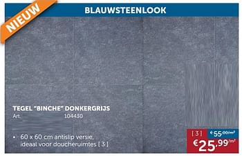 Promoties Tegel binche donkergrijs 60 x 60 cm antislip versie - Huismerk - Zelfbouwmarkt - Geldig van 24/09/2019 tot 21/10/2019 bij Zelfbouwmarkt