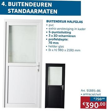 Promoties Buitendeur halfglas pvc, antraciet-wit - Huismerk - Zelfbouwmarkt - Geldig van 24/09/2019 tot 21/10/2019 bij Zelfbouwmarkt
