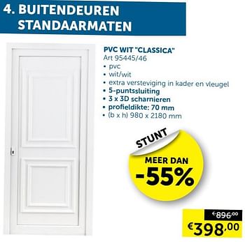 Promoties Buitendeur pvc wit classica - Classica - Geldig van 24/09/2019 tot 21/10/2019 bij Zelfbouwmarkt
