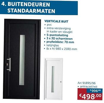 Promotions Buitendeur verticale ruit - Produit maison - Zelfbouwmarkt - Valide de 24/09/2019 à 21/10/2019 chez Zelfbouwmarkt