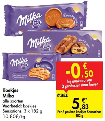 Promotions Koekjes milka koekjes sensations - Milka - Valide de 18/09/2019 à 30/09/2019 chez Carrefour