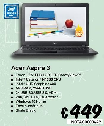 Promotions Acer aspire 3 - Acer - Valide de 23/08/2019 à 30/09/2019 chez Compudeals