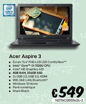 Promoties Acer aspire 3 - Acer - Geldig van 23/08/2019 tot 30/09/2019 bij Compudeals