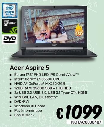 Promotions Acer aspire 5 - Acer - Valide de 23/08/2019 à 30/09/2019 chez Compudeals