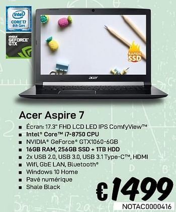 Promotions Acer aspire 7 - Acer - Valide de 23/08/2019 à 30/09/2019 chez Compudeals