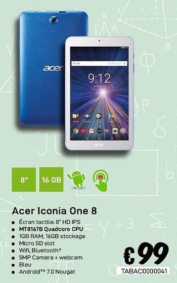 Promoties Acer iconia one 8 - Acer - Geldig van 23/08/2019 tot 30/09/2019 bij Compudeals