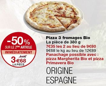 Promotions Pizza 3 fromages bio - Produit Maison - MonoPrix - Valide de 13/09/2019 à 22/09/2019 chez MonoPrix