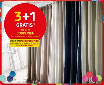 Promoties 3+1 gratis op alle gordijnen - Huismerk - Brico - Geldig van 25/09/2019 tot 07/10/2019 bij Brico