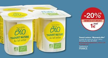Promotions Yaourt nature monoprix bio - Produit Maison - MonoPrix - Valide de 13/09/2019 à 22/09/2019 chez MonoPrix