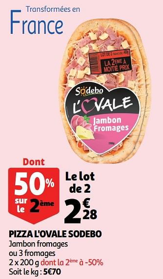 Promoties Pizza l`ovale sodebo - Sodebo - Geldig van 18/09/2019 tot 24/09/2019 bij Auchan