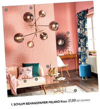 Promotions Schuim behangpapier milano roze - Produit maison - BricoPlanit - Valide de 25/09/2019 à 21/10/2019 chez BricoPlanit