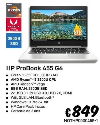 Promoties Hp probook 455 g6 - HP - Geldig van 23/08/2019 tot 30/09/2019 bij Compudeals