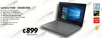 Promoties Lenovo v320 - 256gb ssd - Lenovo - Geldig van 23/08/2019 tot 30/09/2019 bij Compudeals