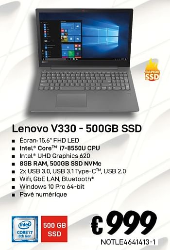 Promotions Lenovo v330 - 500gb ssd - Lenovo - Valide de 23/08/2019 à 30/09/2019 chez Compudeals