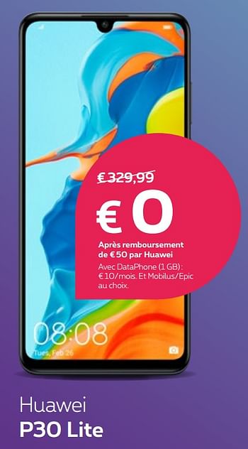 Promotions Huawei p30 lite - Huawei - Valide de 16/09/2019 à 30/09/2019 chez Proximus