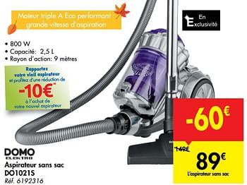 Promoties Domo elektro aspirateur sans sac do1021s - Domo elektro - Geldig van 18/09/2019 tot 30/09/2019 bij Carrefour