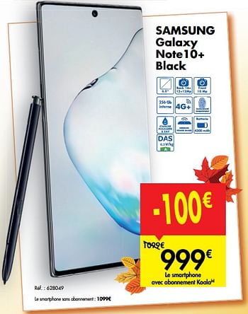 Promoties Samsung galaxy note10+ black - Samsung - Geldig van 18/09/2019 tot 30/09/2019 bij Carrefour