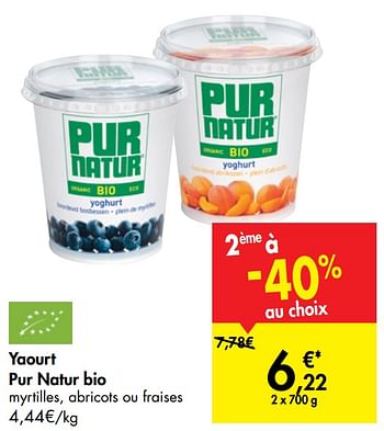 Promotions Yaourt pur natur bio - Pur Natur - Valide de 18/09/2019 à 30/09/2019 chez Carrefour